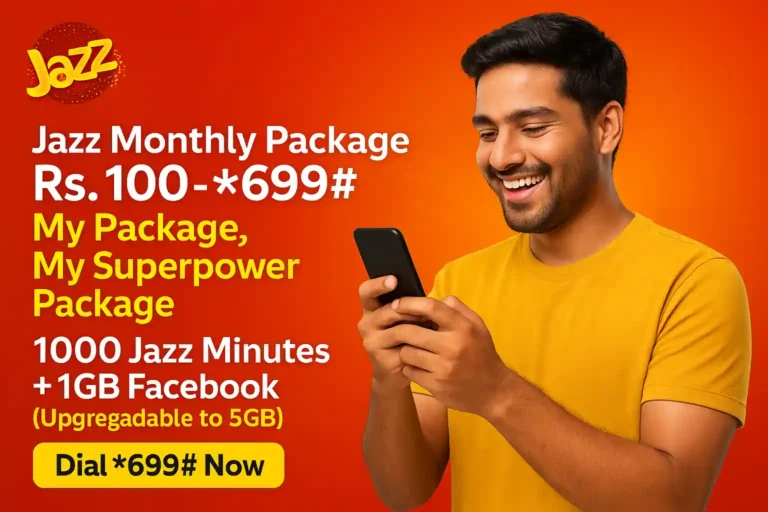 Jazz Monthly Package Rs 100 *699# 1000 Mins 1GB FB (Upg 5GB)