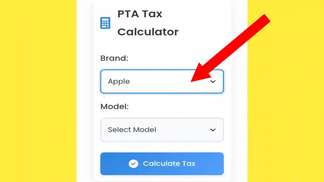 Select Brand in PTA Tax Calculator