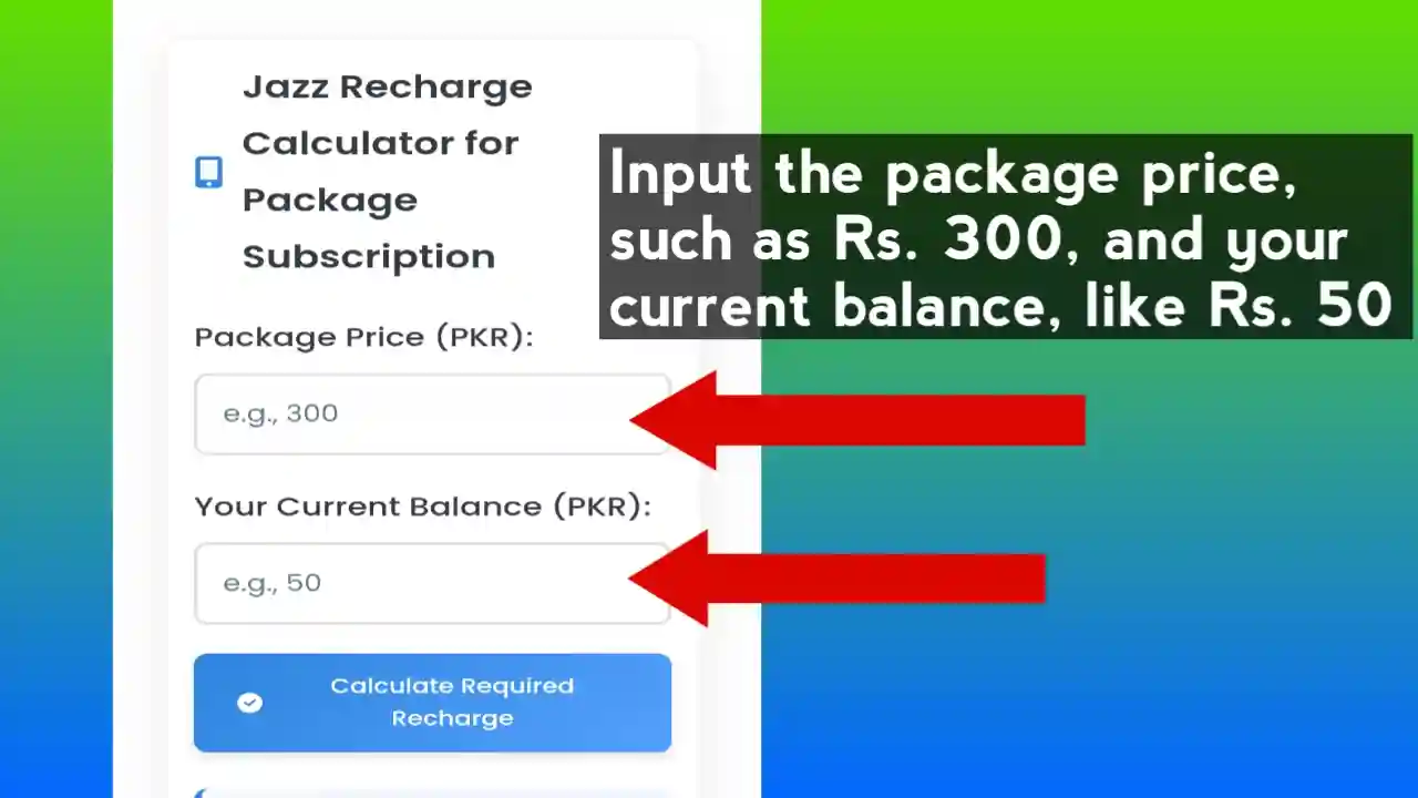Enter Package Price and Balance
