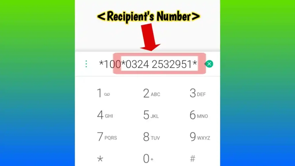 Enter *<Recipient's Number>* Jazz Balance Share with Code