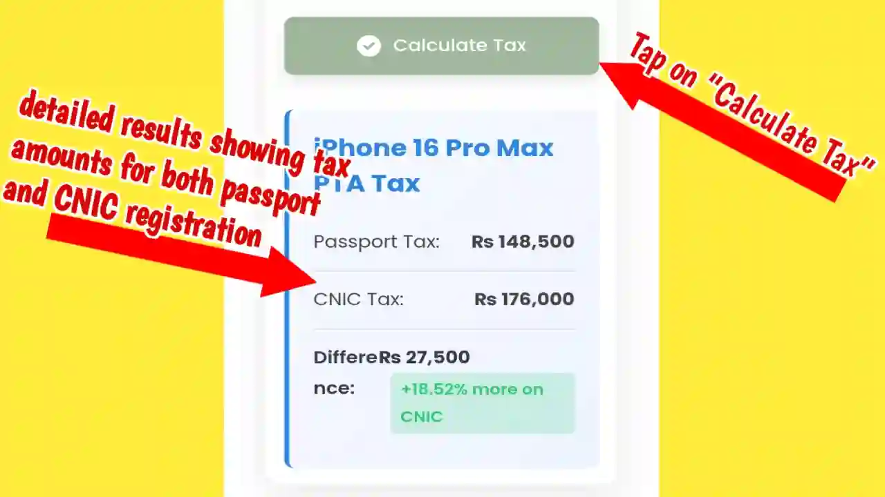 View Results in PTA Tax Calculator